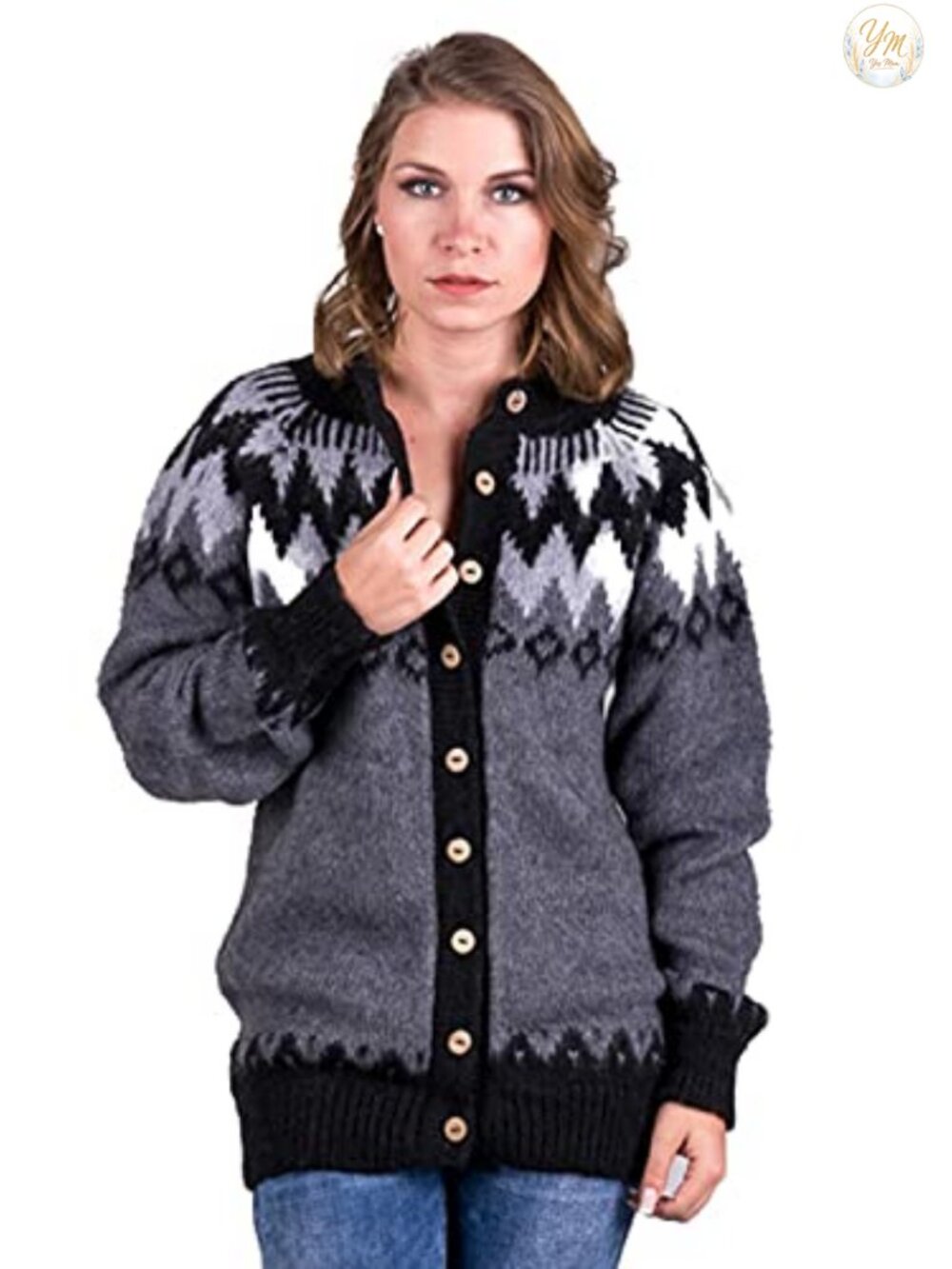 Handmade Alpaca Wool Hooded Cardigan Sweater for Women